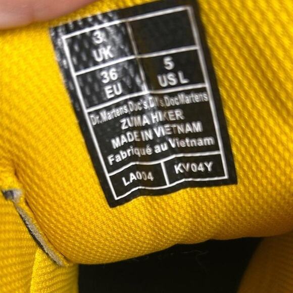Dr. Martens Zuma Hiking Boots Size 5 - Black Yellow NWOT Combat Hiker Boots - Picture 5 of 7